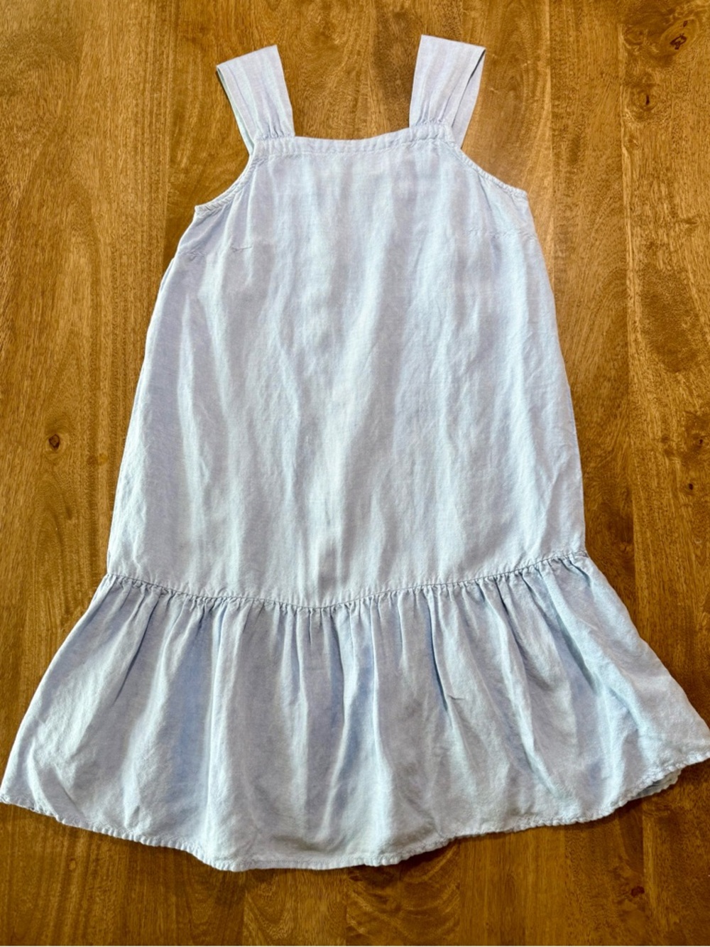 LOFT Light Blue Linen Blend Dress with Wide Straps